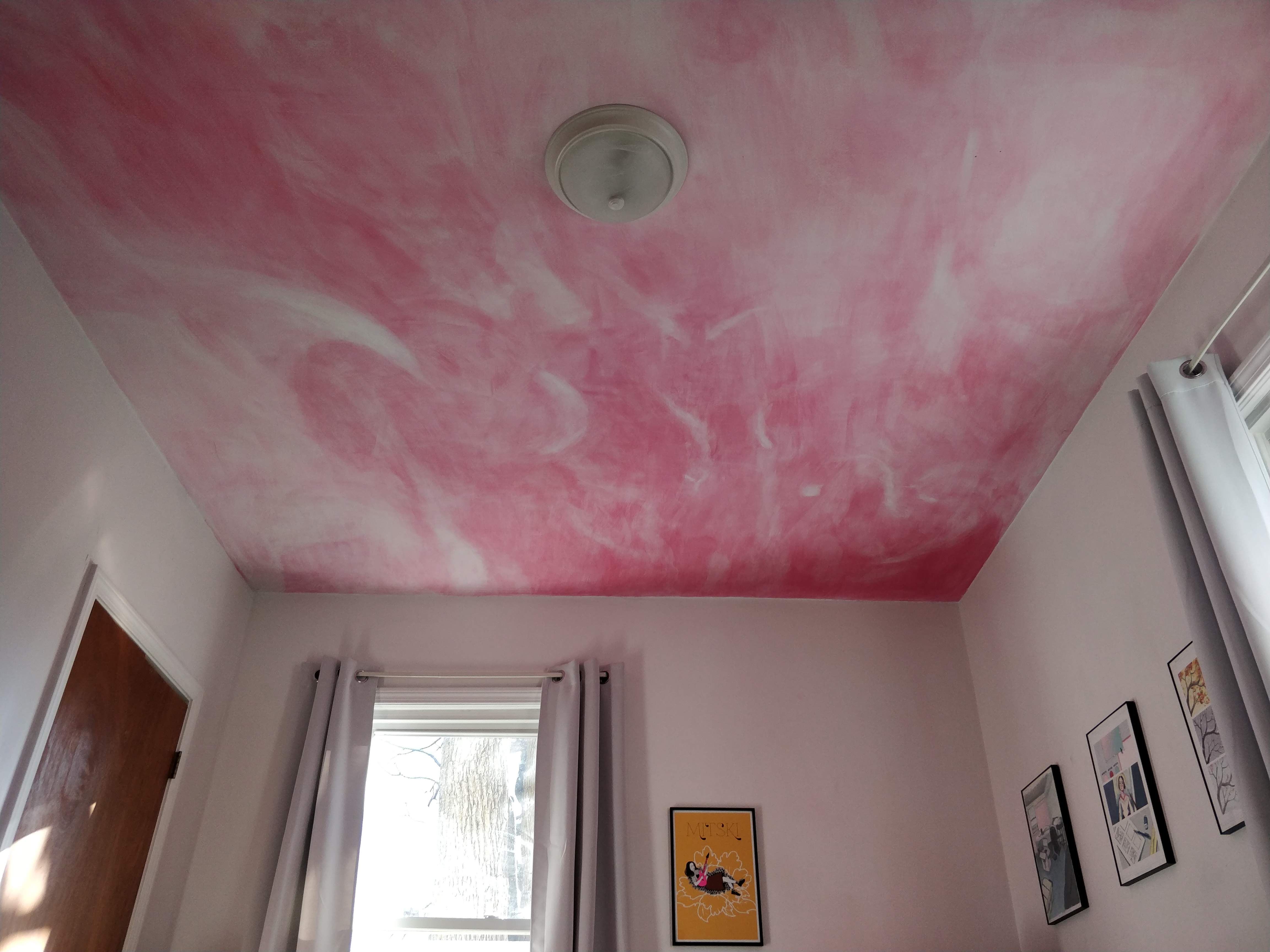 Room design with Courtneys II album on the ceiling